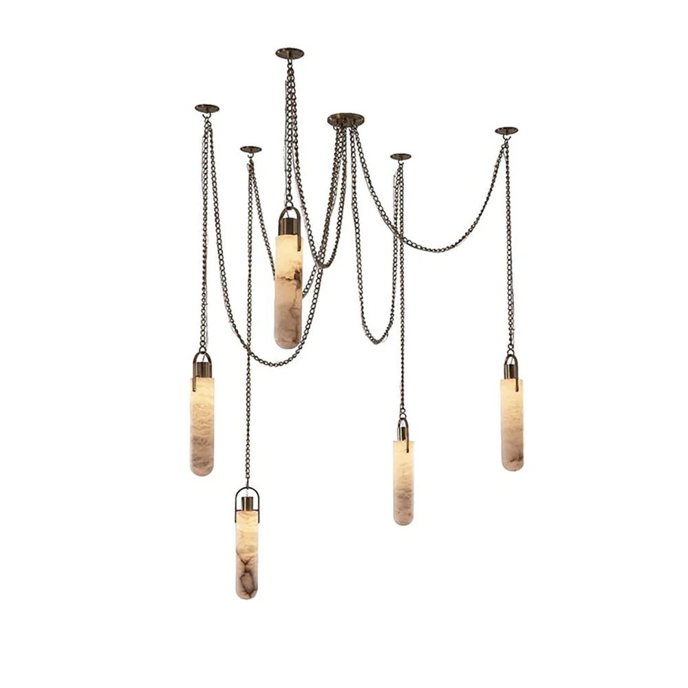 Cylindrical Cluster Alabaster Chandelier