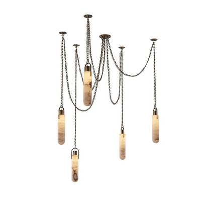 Cylindrical Cluster Alabaster Chandelier
