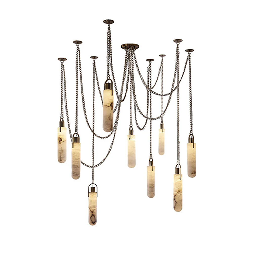 Cylindrical Cluster Alabaster Chandelier