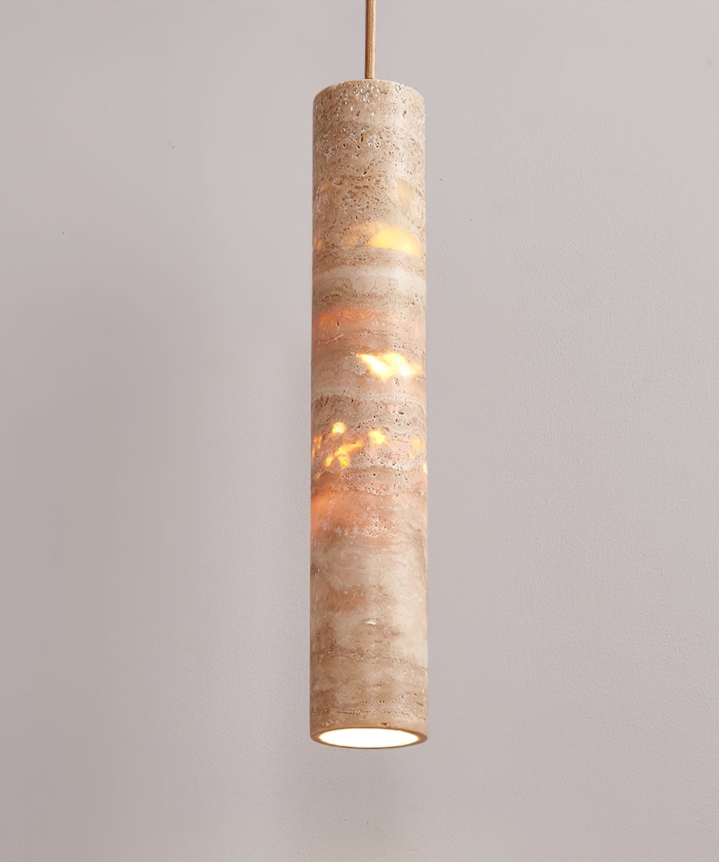 Cylindrical Travertine Pendant Light