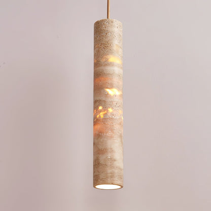Cylindrical Travertine Pendant Light