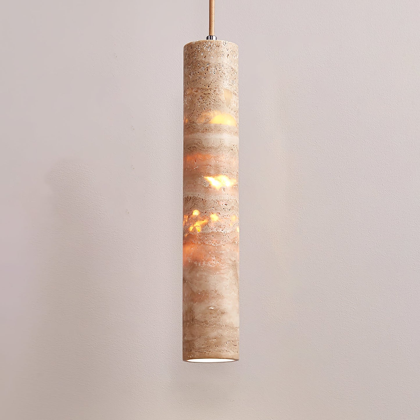 Cylindrical Travertine Pendant Light