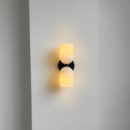 Dual Alabaster Ribbed Wall Sconce