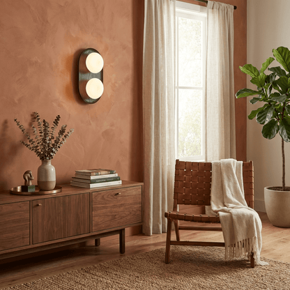 Duo Orb Wood Wall Lamp