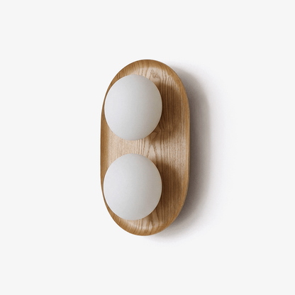 Duo Orb Wood Wall Lamp