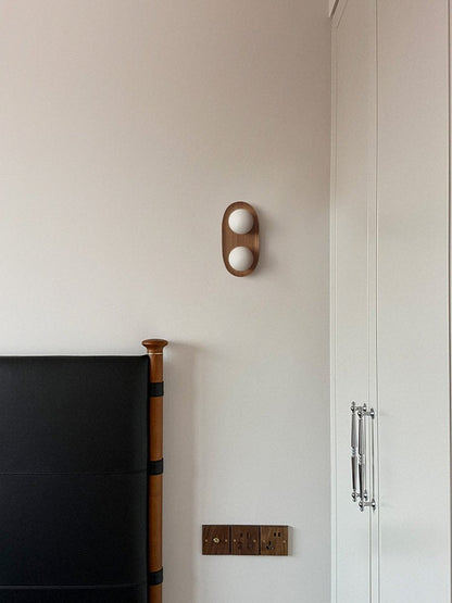 Duo Orb Wood Wall Lamp