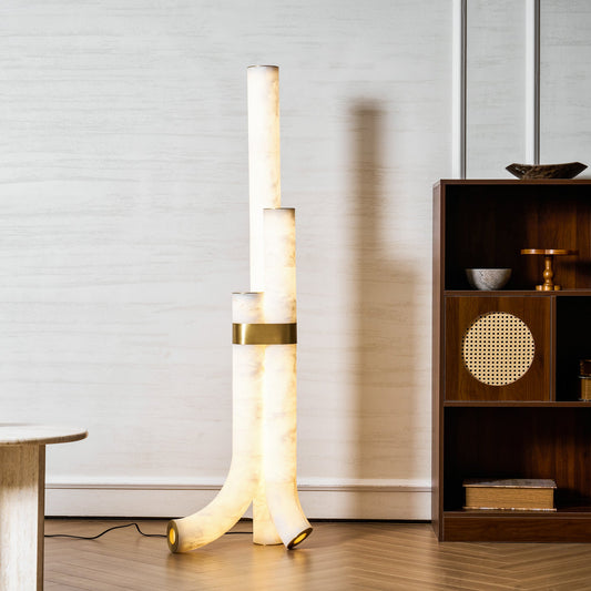 Piped Alabaster Floor Lamp