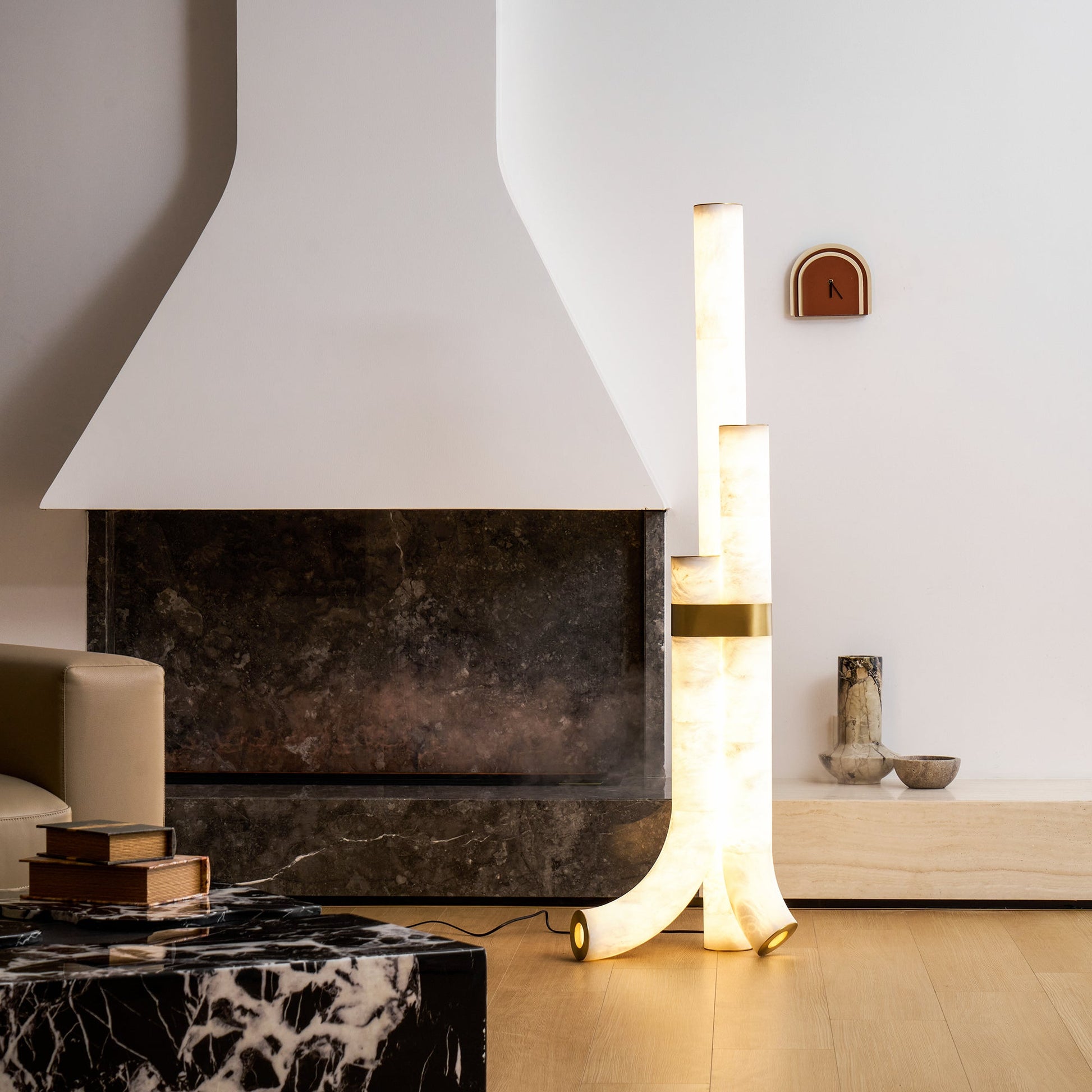 Piped Alabaster Floor Lamp
