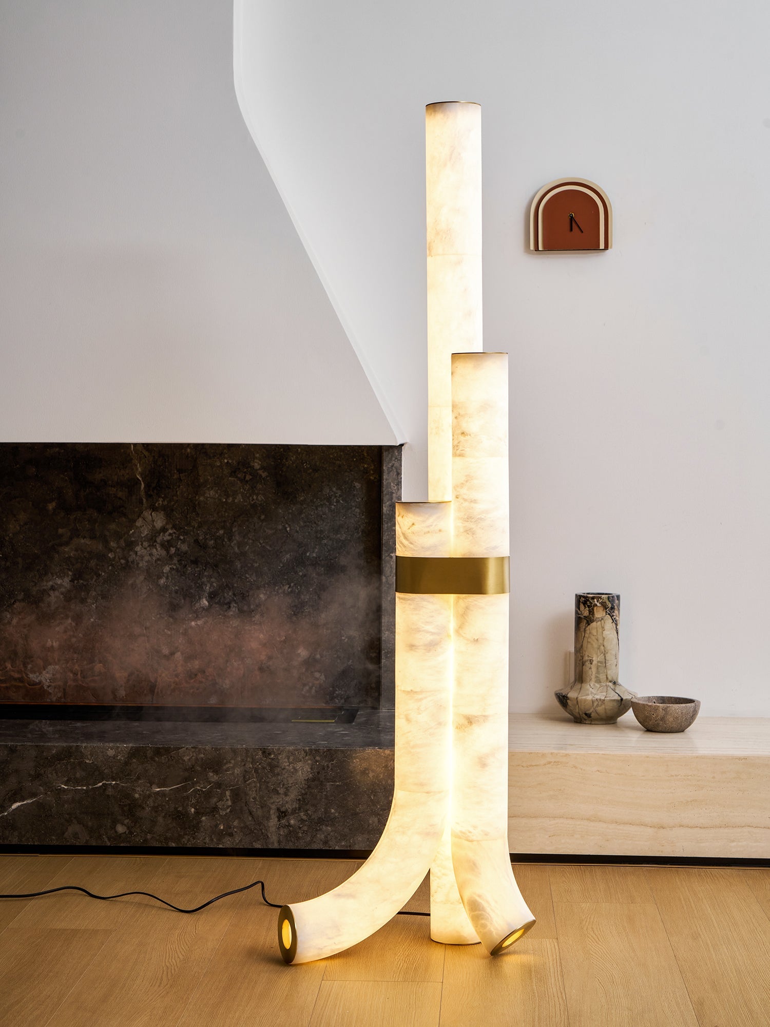 Piped Alabaster Floor Lamp