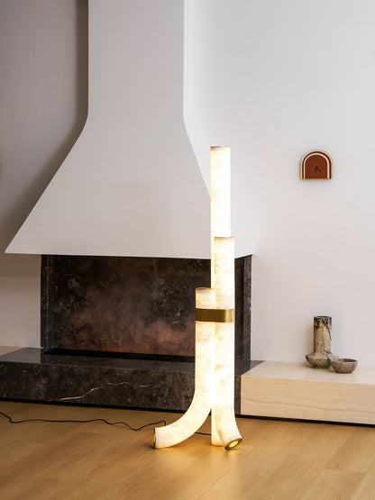Piped Alabaster Floor Lamp