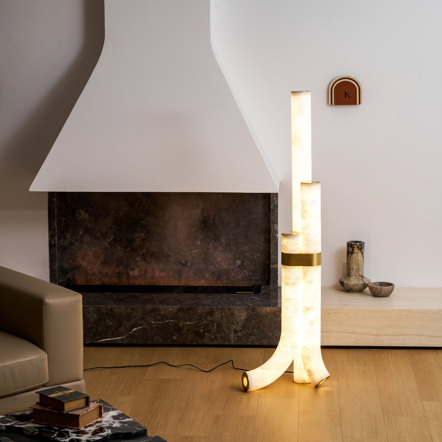 Piped Alabaster Floor Lamp