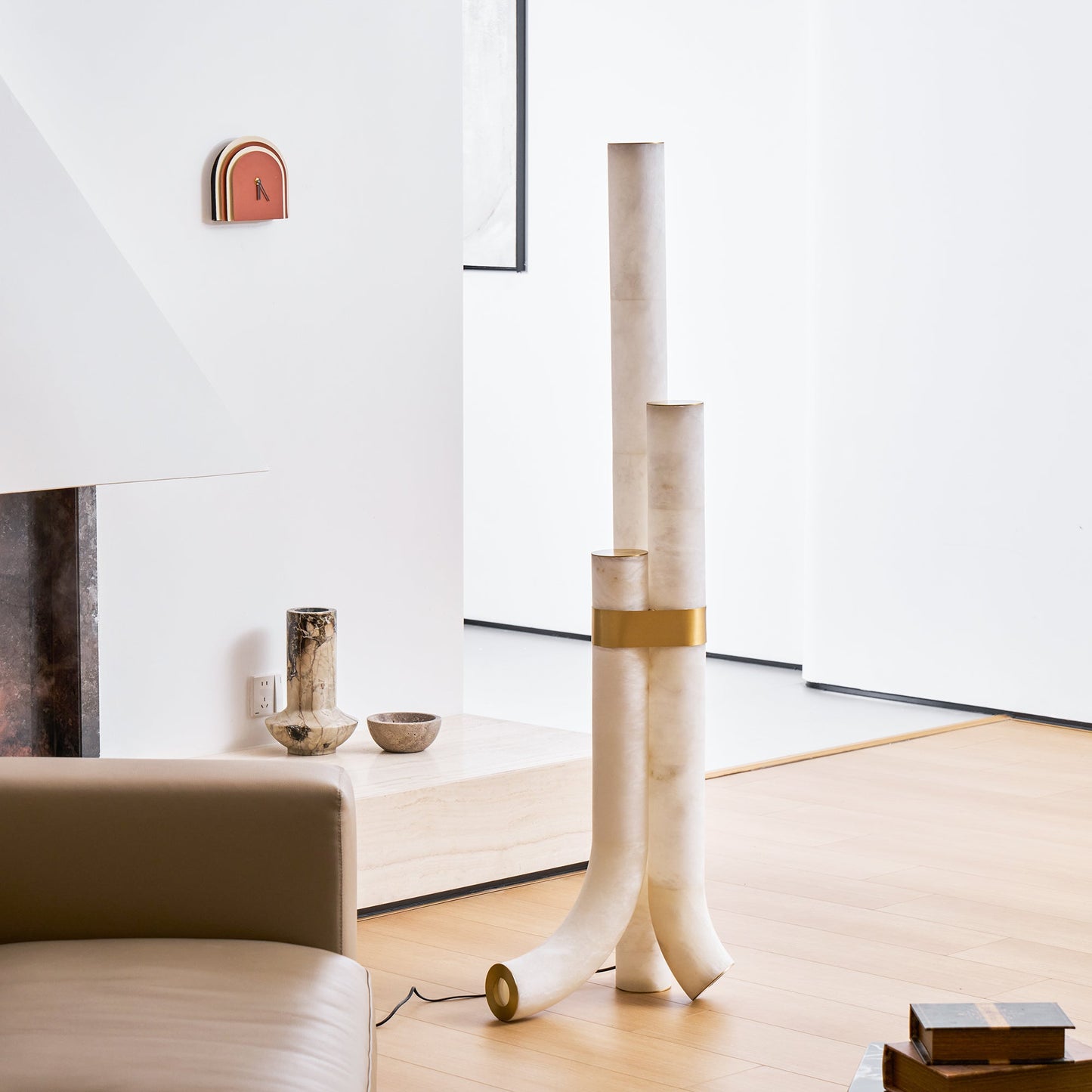 Piped Alabaster Floor Lamp