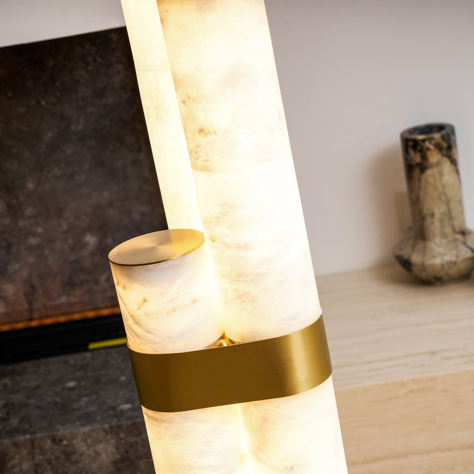 Piped Alabaster Floor Lamp