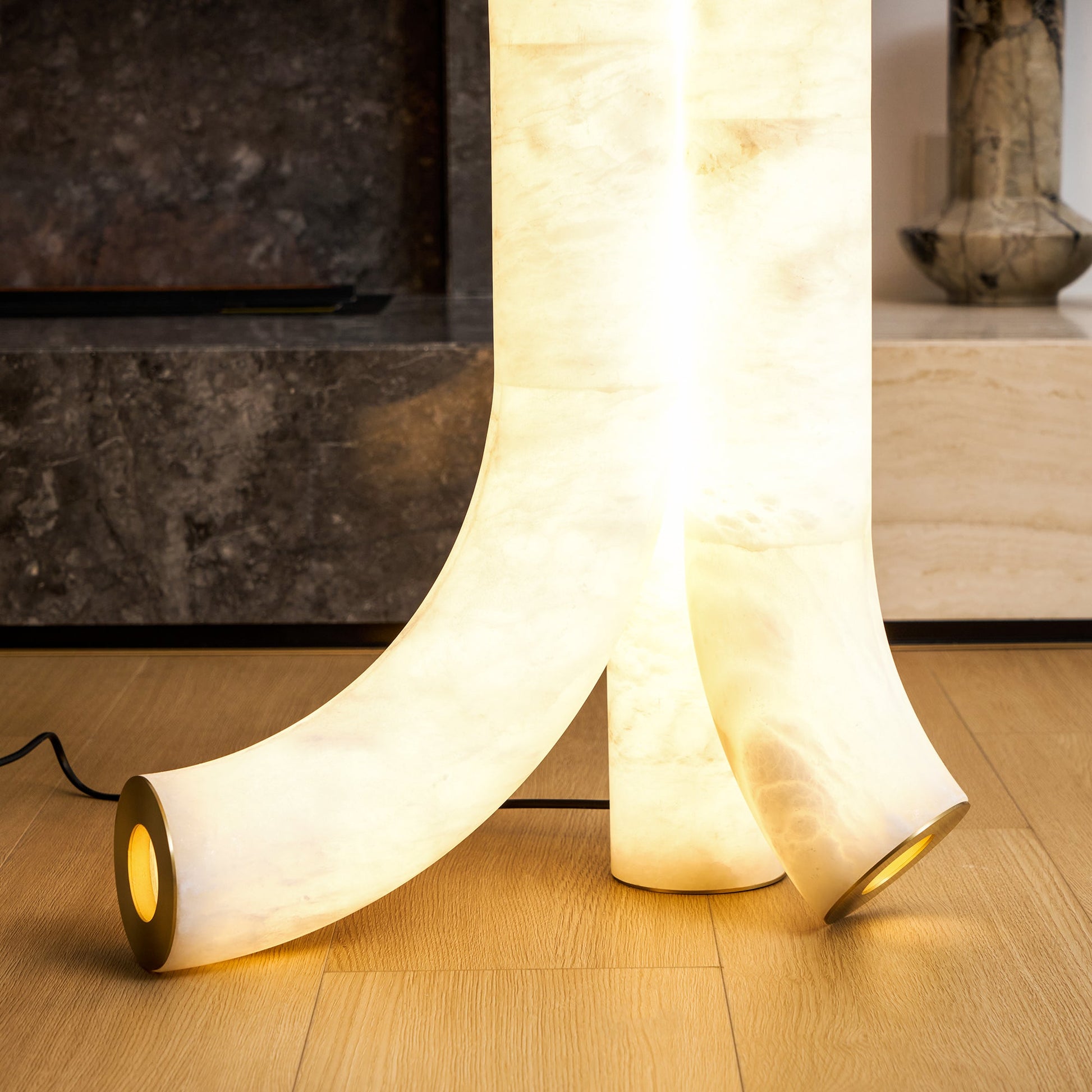 Piped Alabaster Floor Lamp