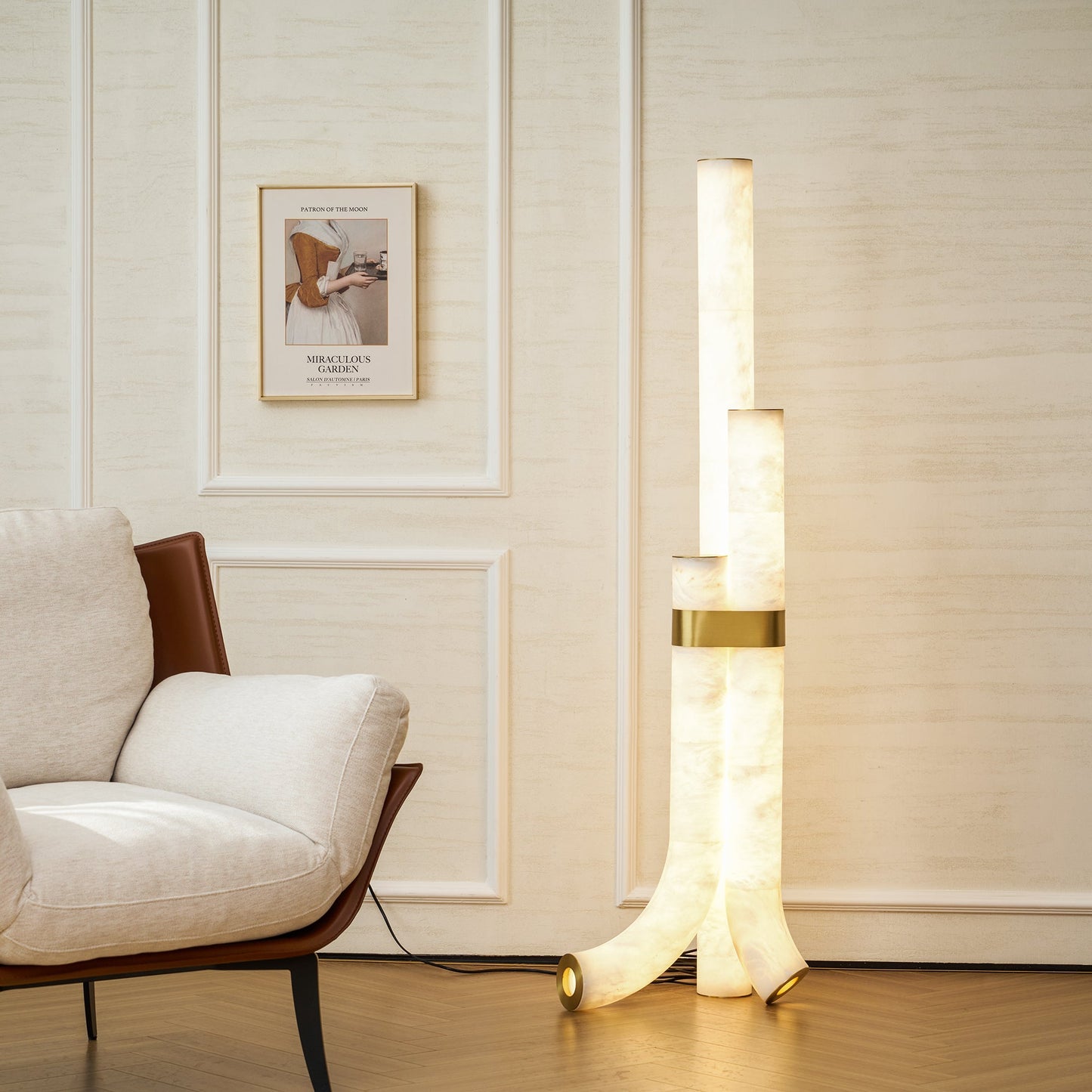 Piped Alabaster Floor Lamp