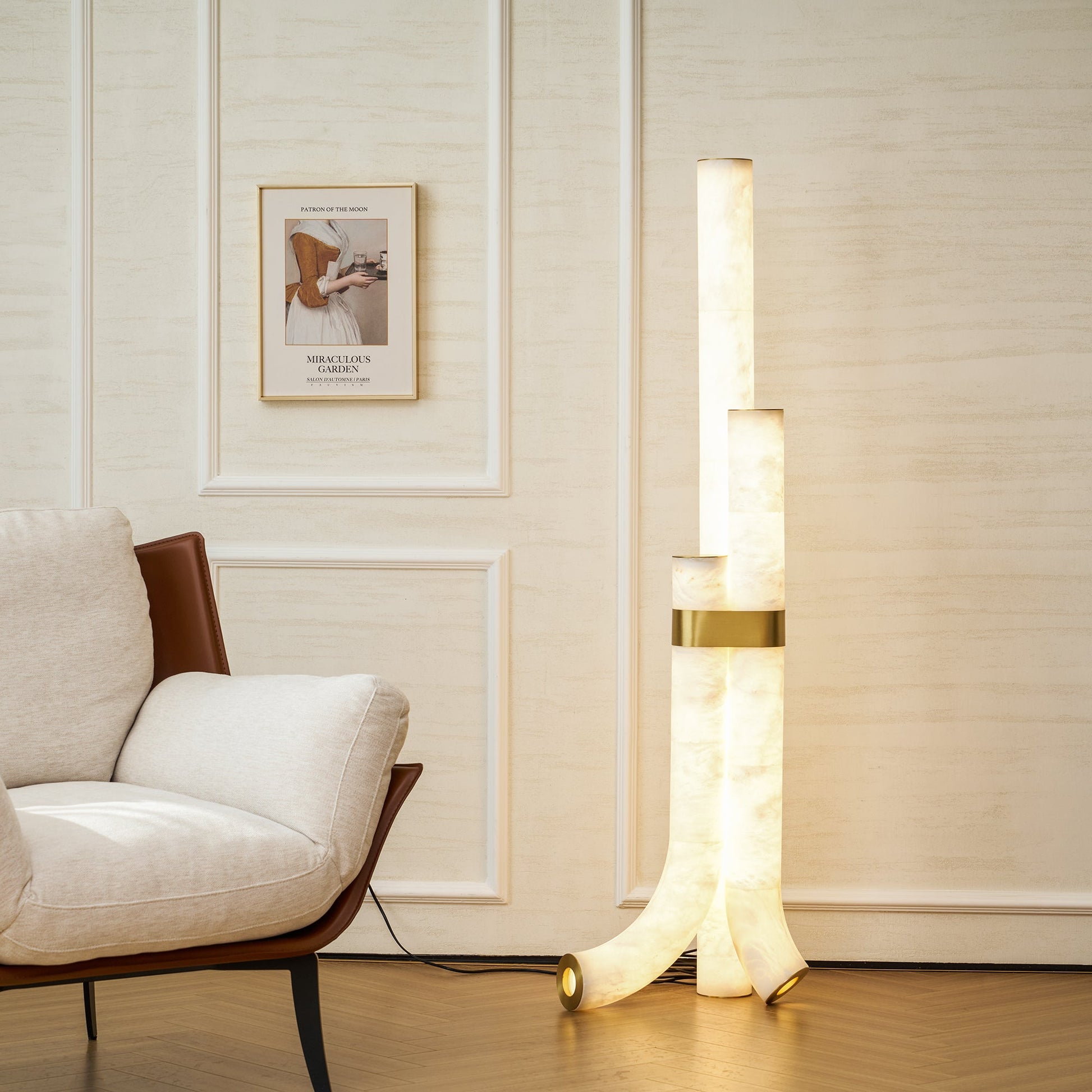 Piped Alabaster Floor Lamp