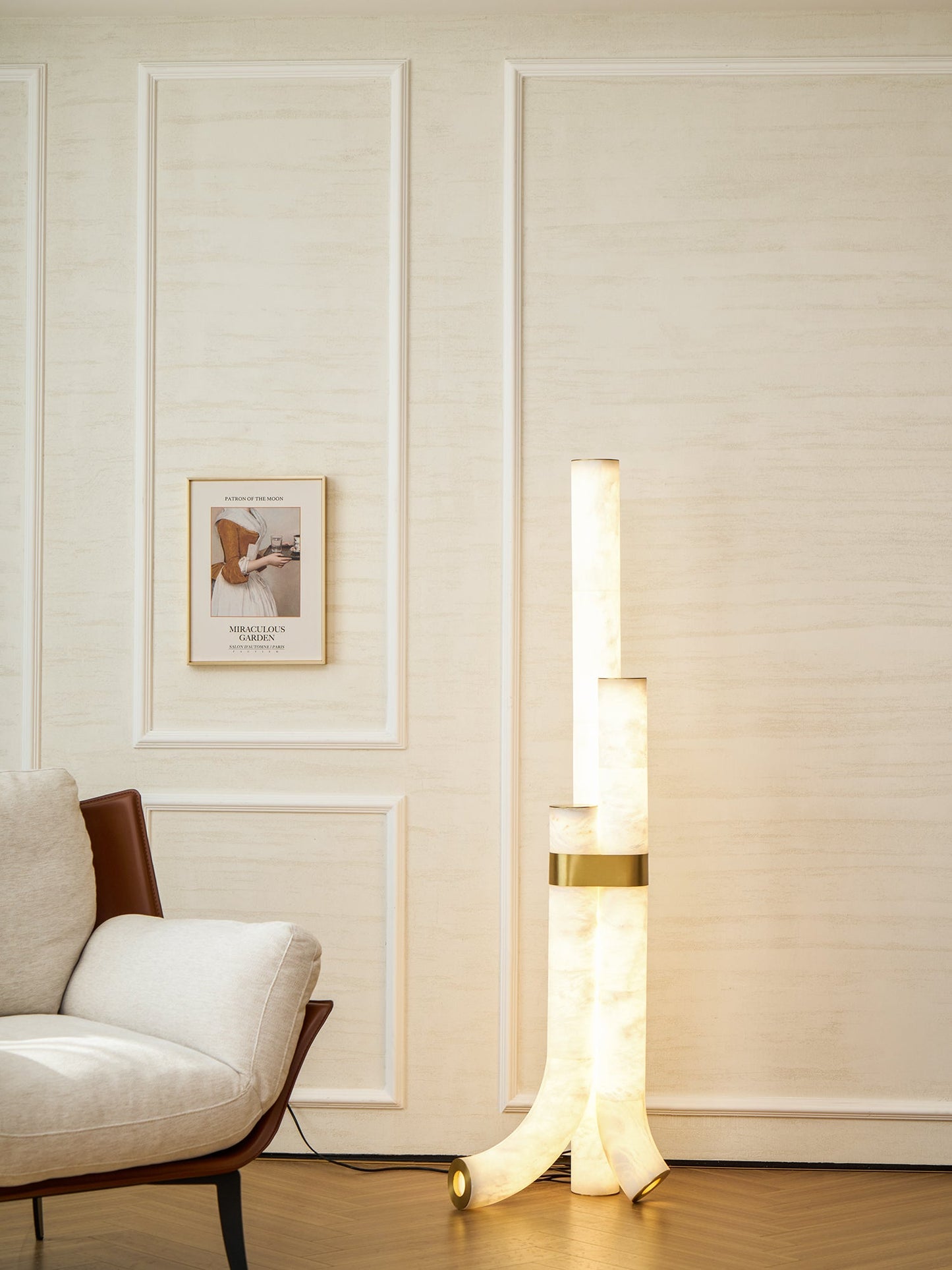 Piped Alabaster Floor Lamp