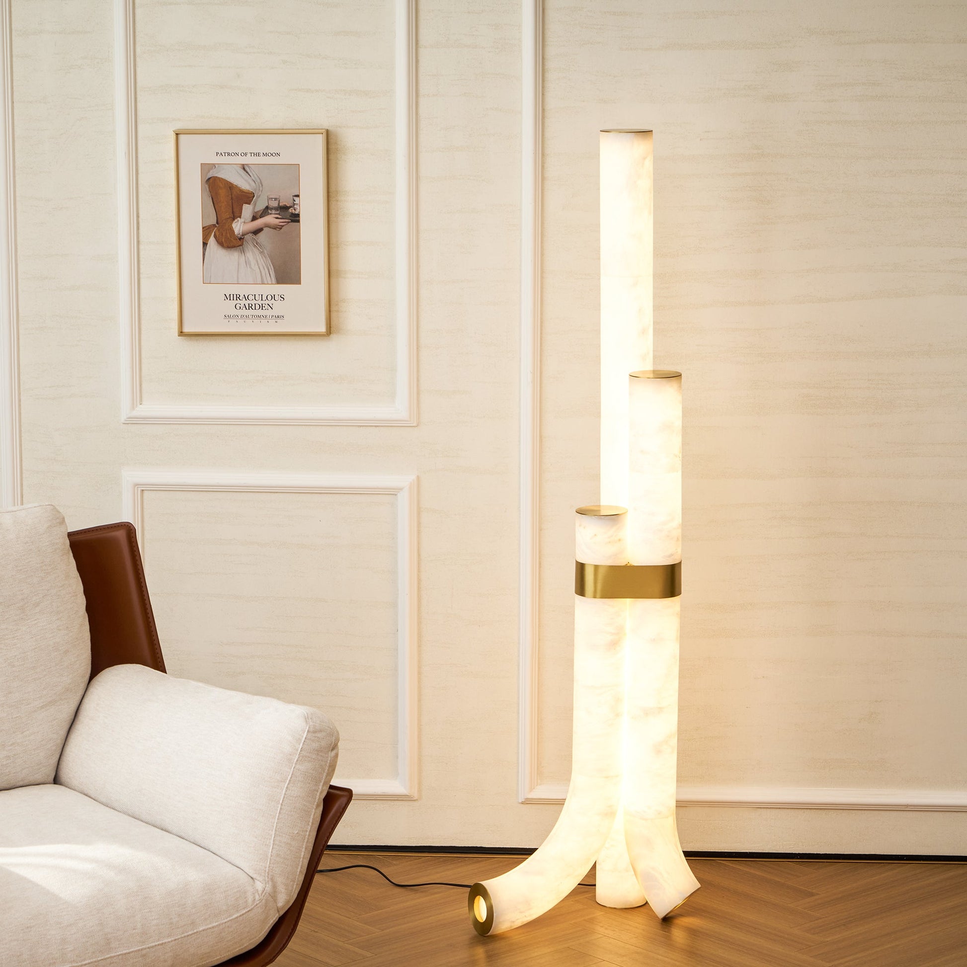 Piped Alabaster Floor Lamp