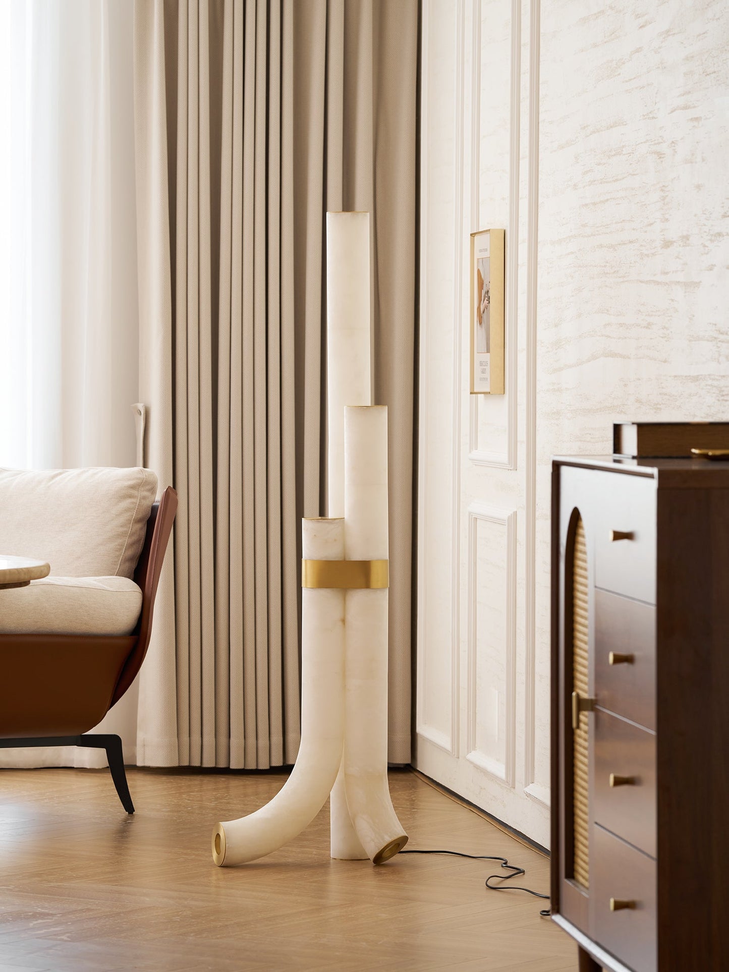 Piped Alabaster Floor Lamp