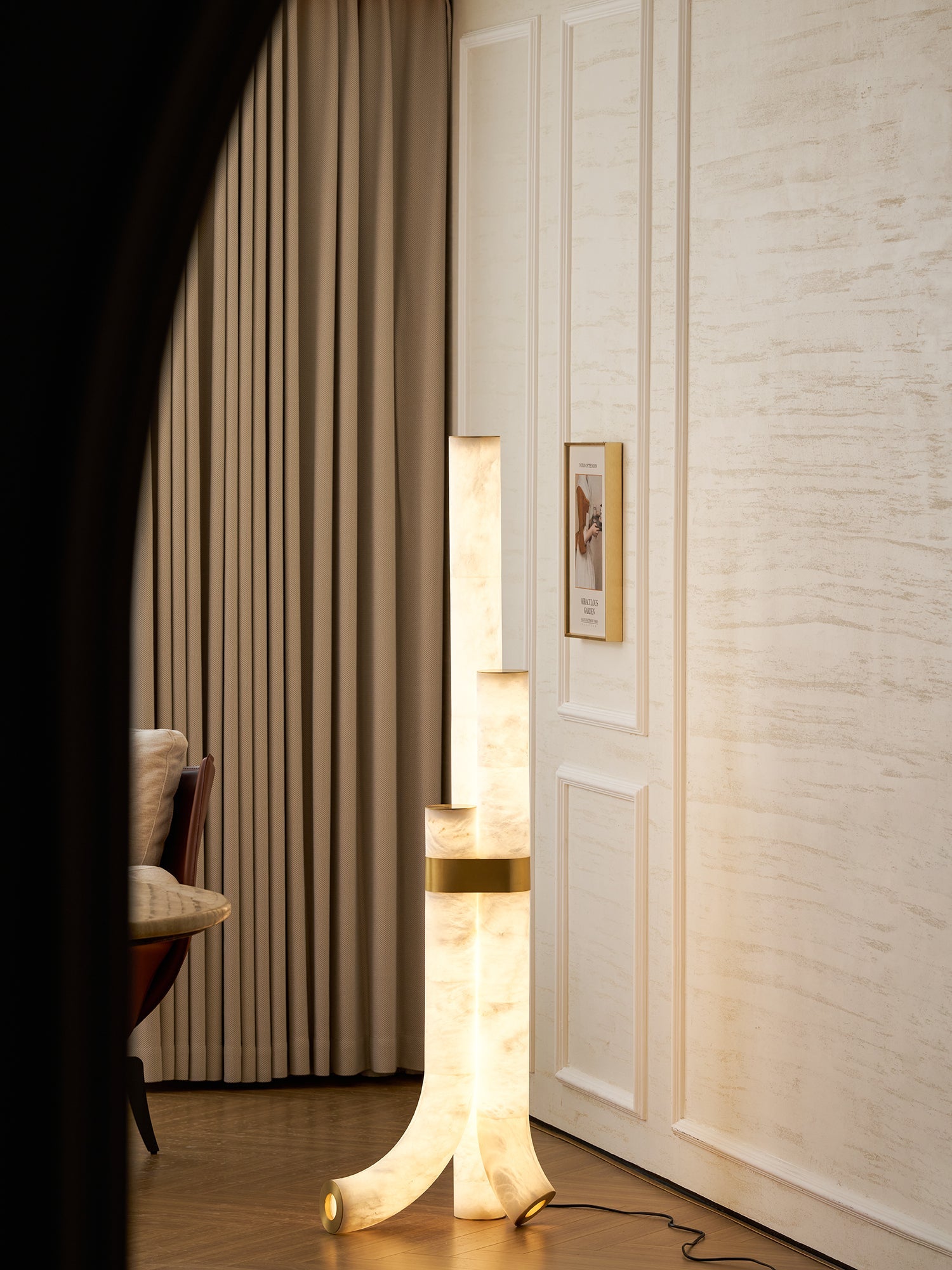Piped Alabaster Floor Lamp