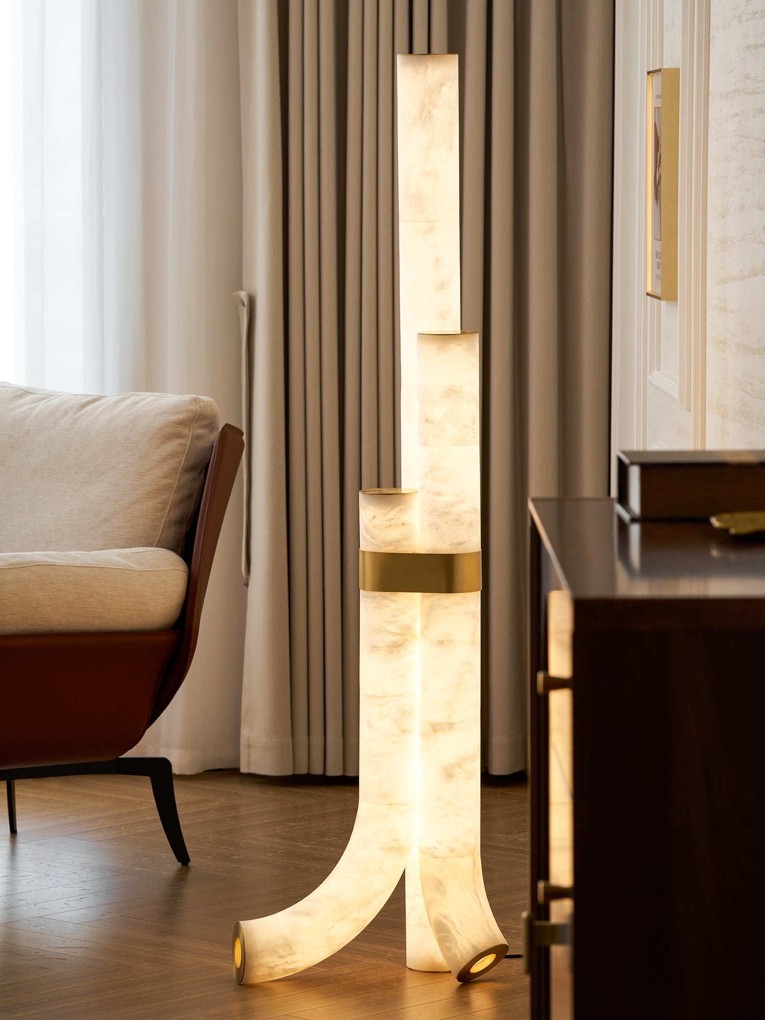 Piped Alabaster Floor Lamp