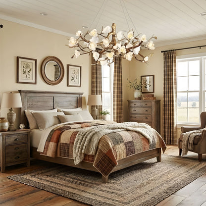 Flower Bloom Branch Brass Chandelier