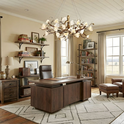 Flower Bloom Branch Brass Chandelier