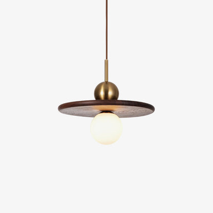 Flying Saucer Walnut Pendant Lamp