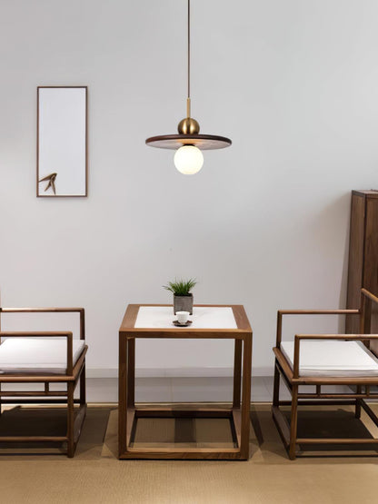 Flying Saucer Walnut Pendant Lamp