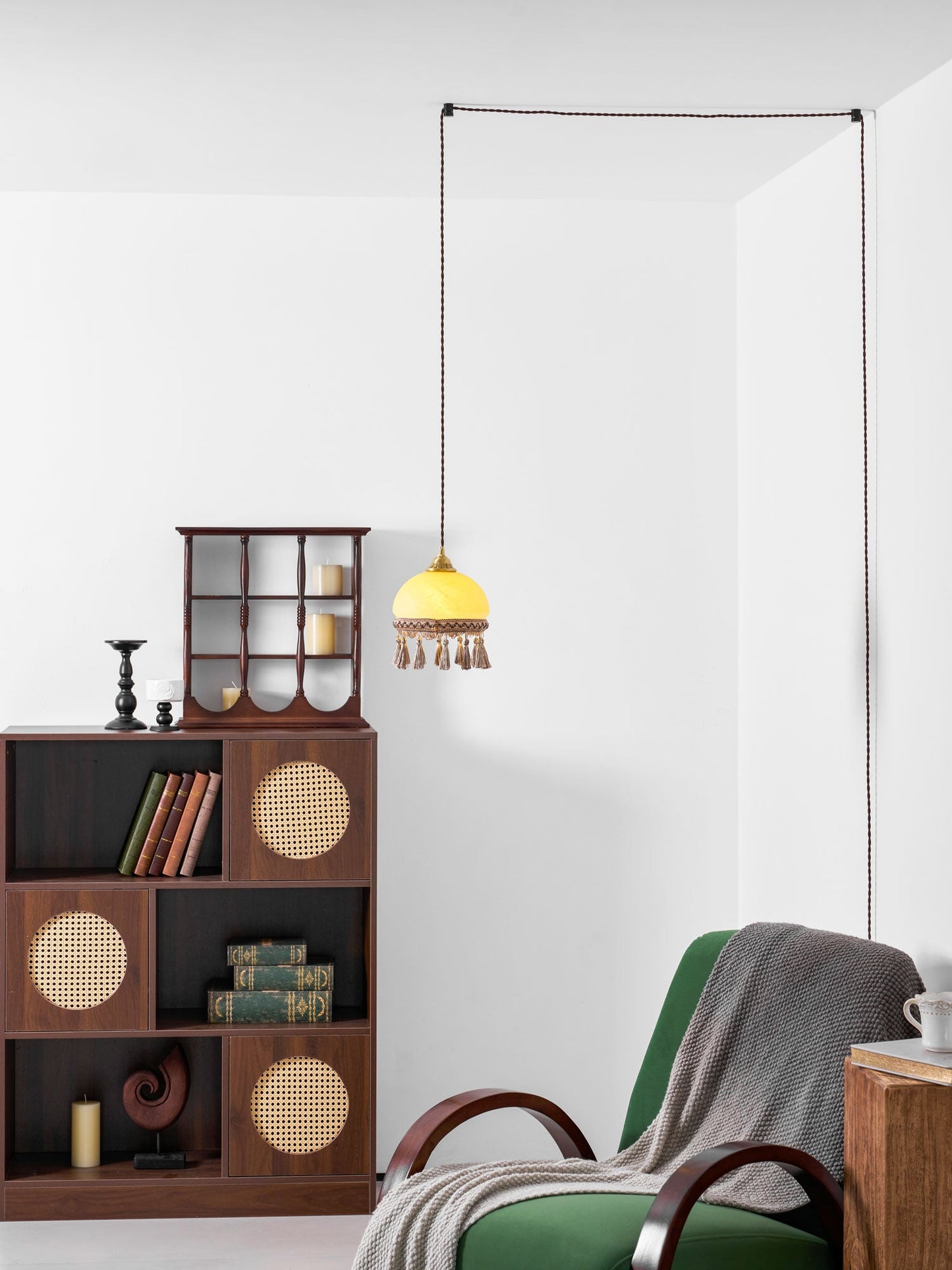 French Tassels Brass Pendant Swag Light