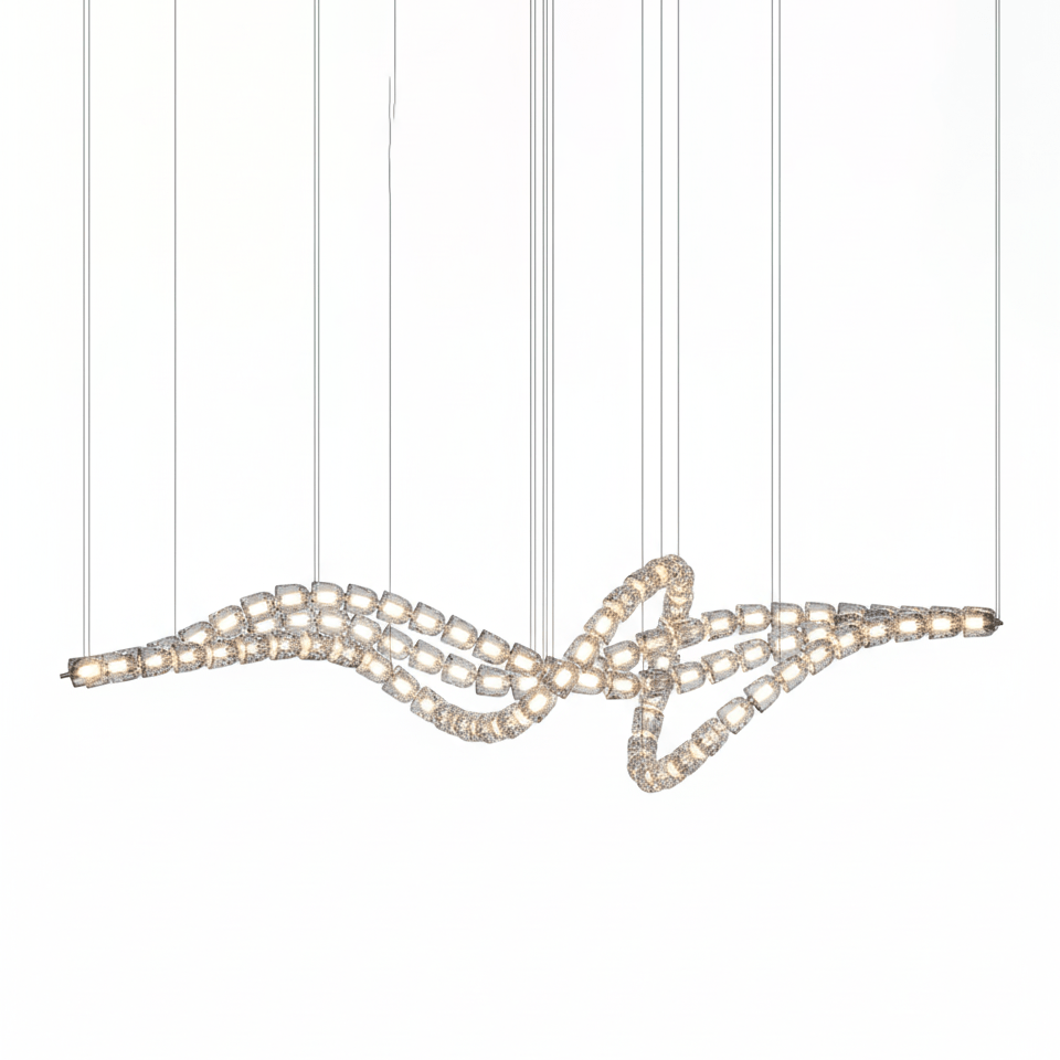 The Gabriel Waveform LED Chandelier | Custom Size & Made-to-Order Lighting for Luxury Homes & Commercial Spaces