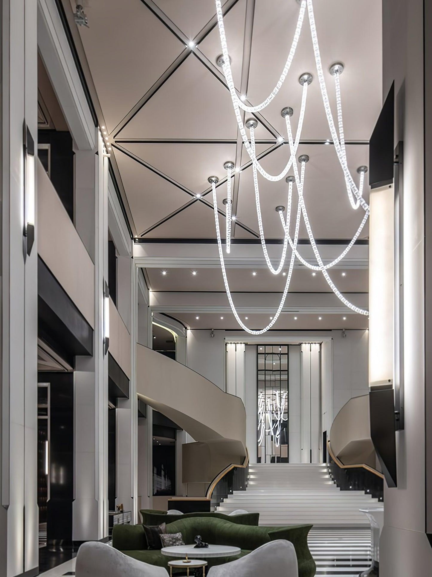 The Gabriel Waveform LED Chandelier | Custom Size & Made-to-Order Lighting for Luxury Homes & Commercial Spaces