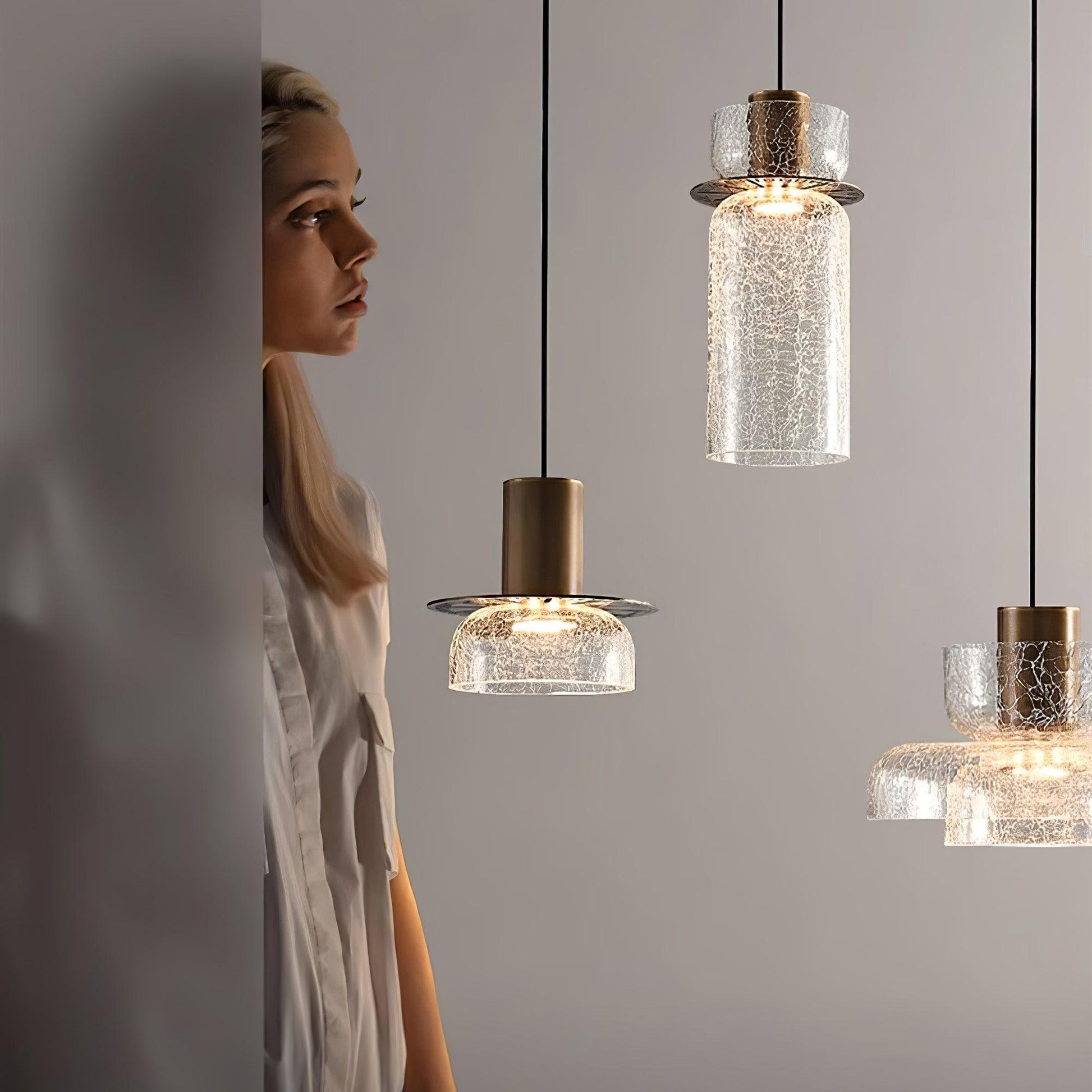 Glacier Crackle Glass Pendant Lamp