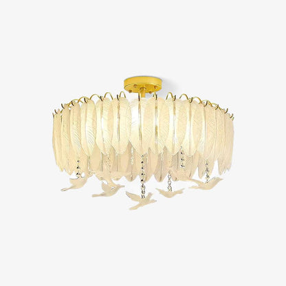 Glass Feather Ceiling Light