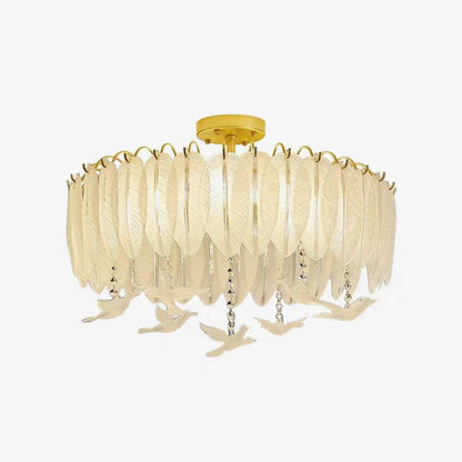 Glass Feather Ceiling Light