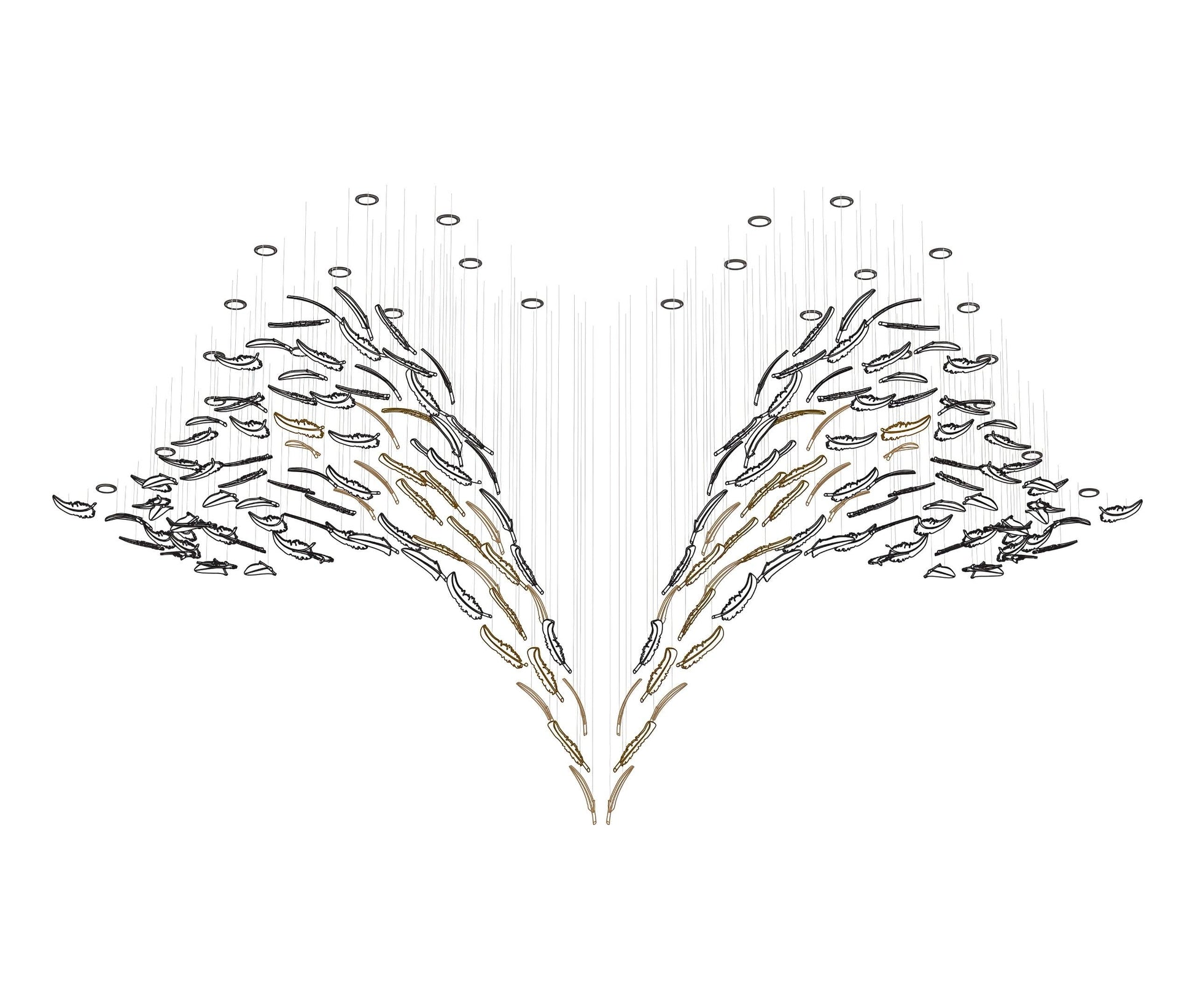 Glass Feathers Flying Chandelier