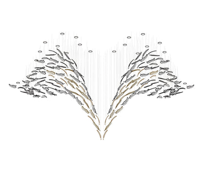 Glass Feathers Flying Chandelier