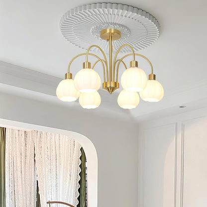 Glass Pumpkin Gold Chandelier