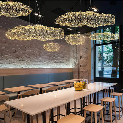 Golden Cloud Weave Pendant Light