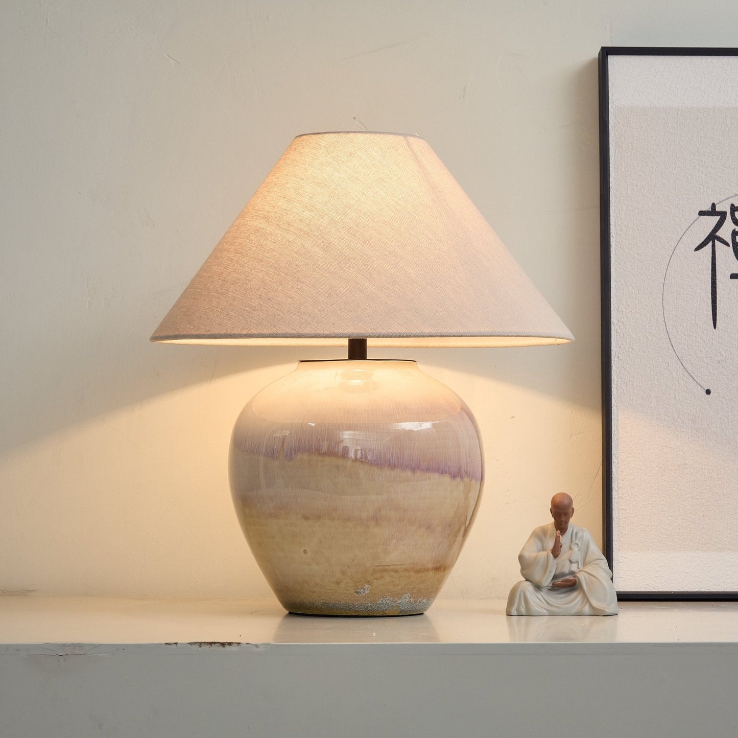 Gradient Hued Ceramic Jar Table Lamp