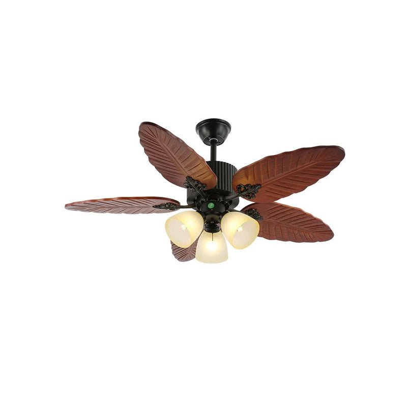 Banana Wood Leaves Ceiling Fan Light
