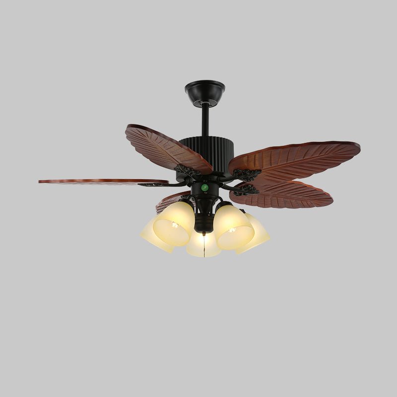 Banana Wood Leaves Ceiling Fan Light