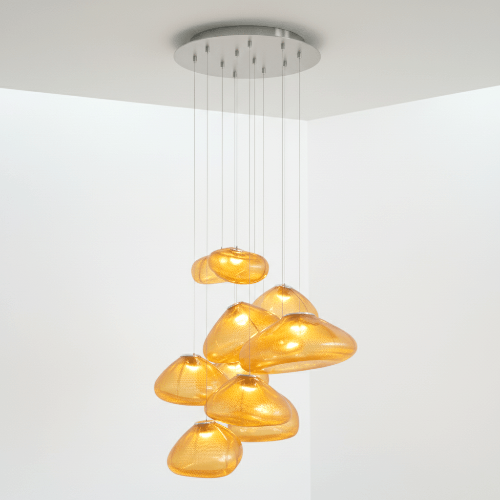 Blown Glass Mesh Pendant Light