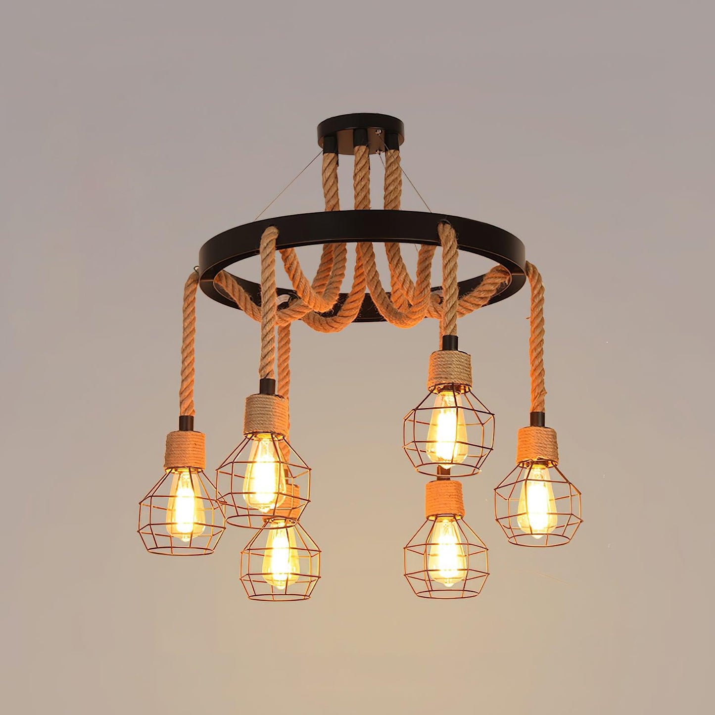 Hemp Rope Industrial Starfall Chandelier