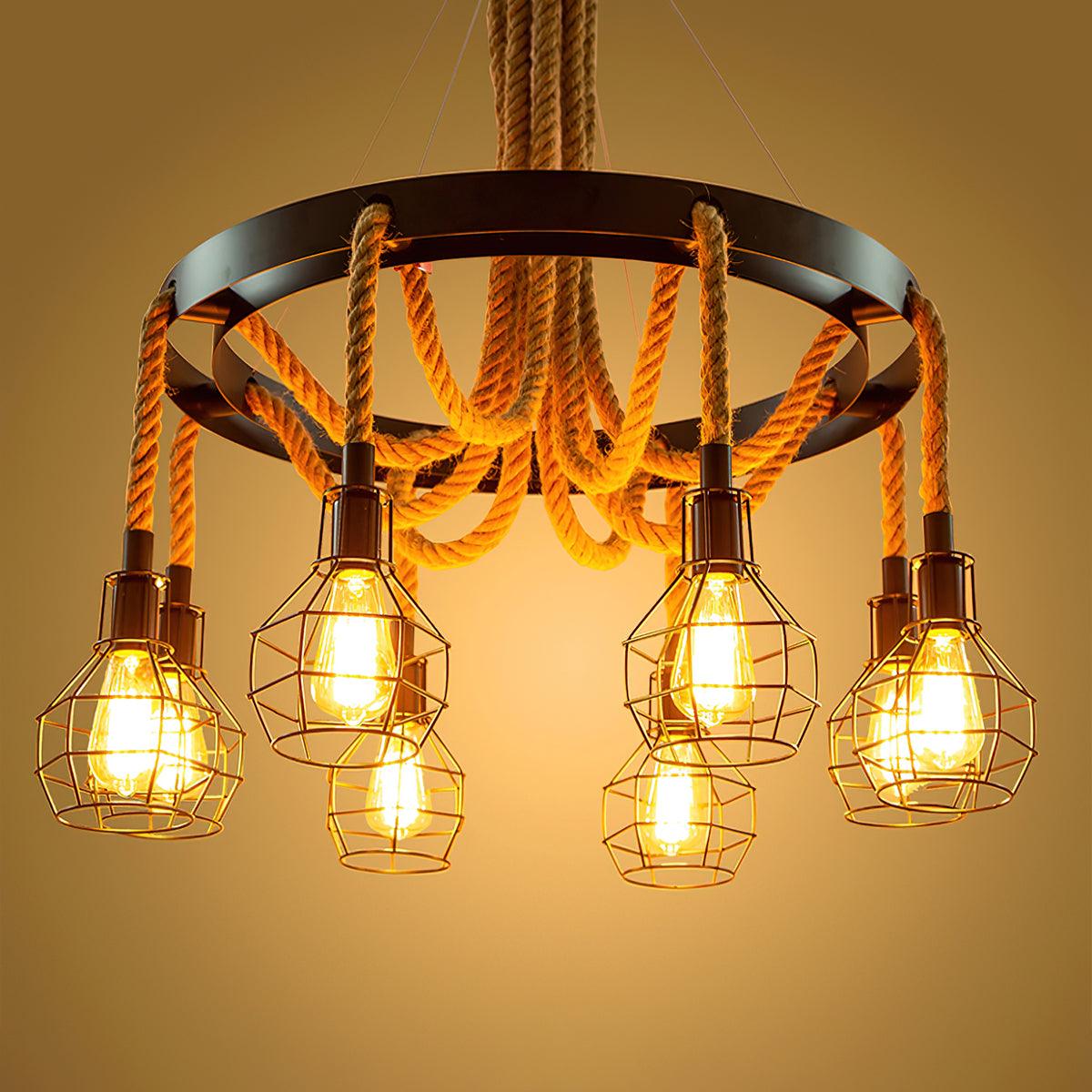 Hemp Rope Industrial Starfall Chandelier