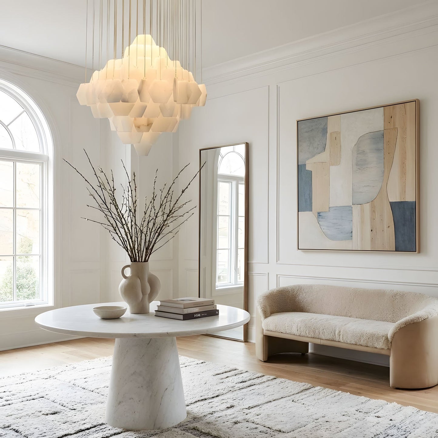 Hexa Alabaster Cascade Chandelier