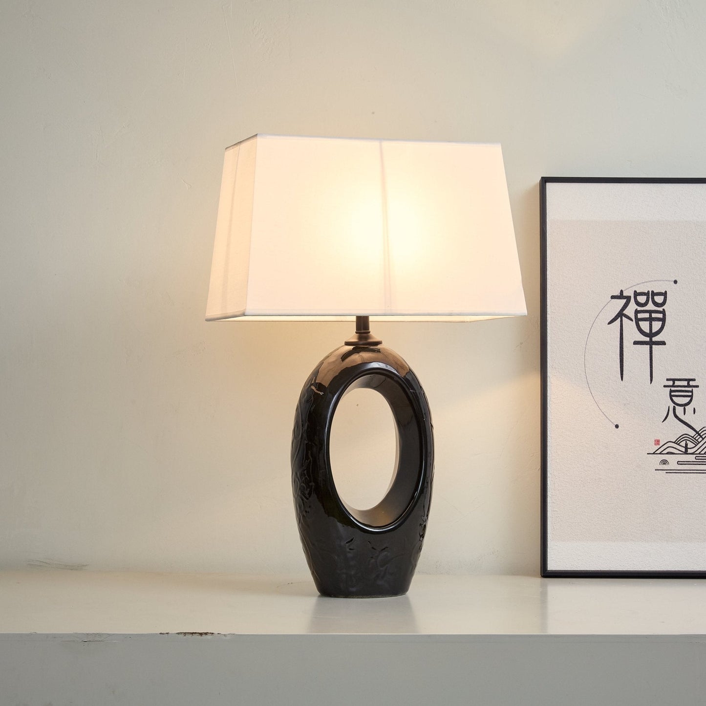 Hollow Oval Ceramic Table Lamp
