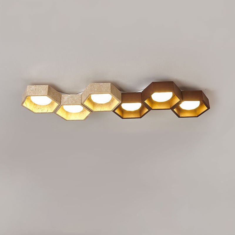 Honeycomb Travertine Ceiling Lamp