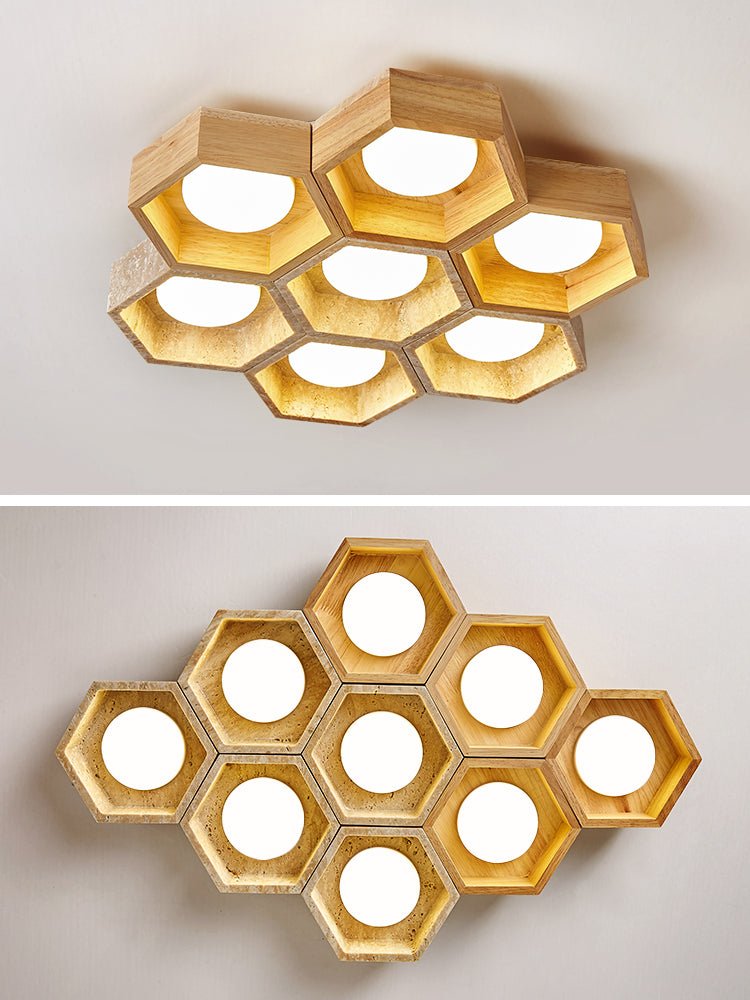 Honeycomb Travertine Ceiling Lamp