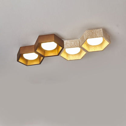 Honeycomb Travertine Ceiling Lamp
